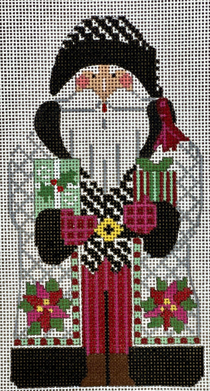 Father Christmas - White with Poinsettias