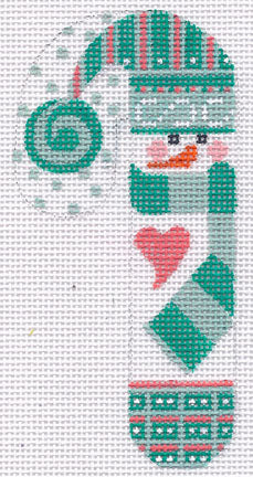 Snowman with Green Scarf Candy Cane