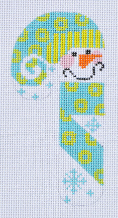 Blue and Green Snowman Candy Cane