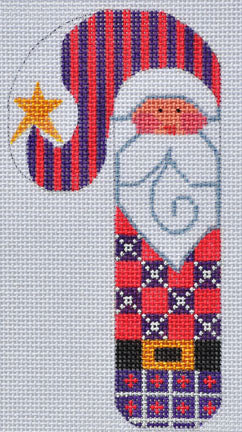 Purple Checkered Santa Candy Cane