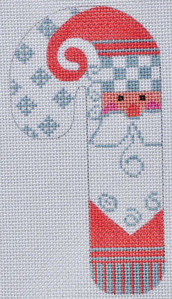 Gray Checkered Santa Candy Cane