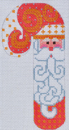 Orange Swirls Santa Candy Cane