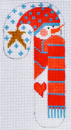 Snowman with Striped Scarf Candy Cane