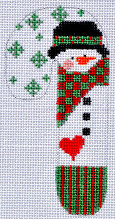 Snowman with Checkered Scarf Candy Cane
