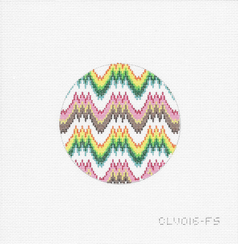 4" Round - Flame Stitch