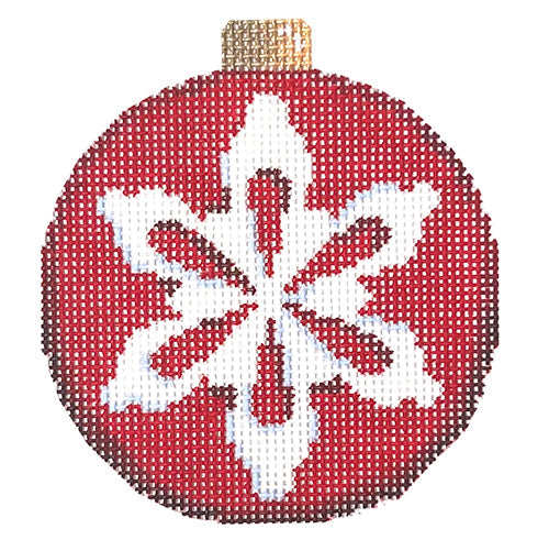 Snowflake on Red Ball Orn.