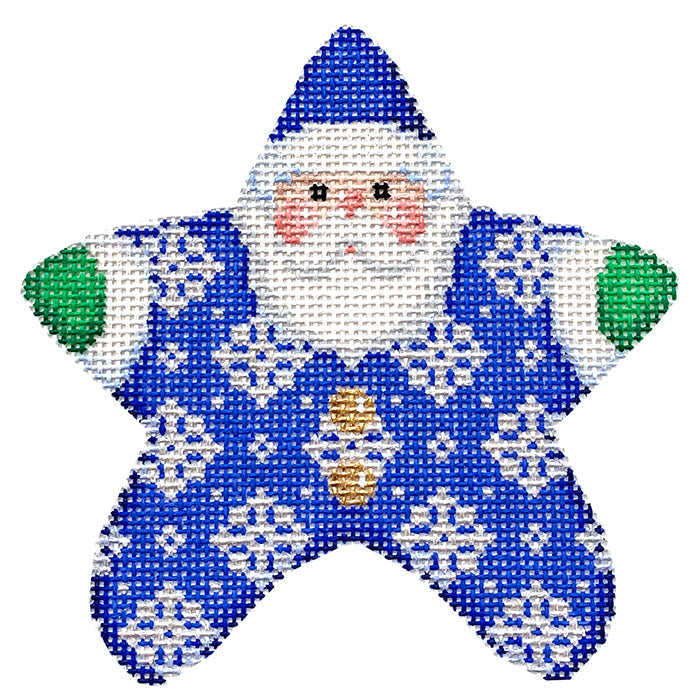 Snowflakes on Blue PJ Santa