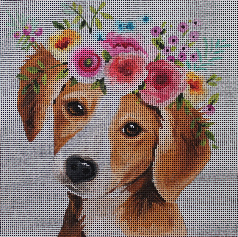 Dog with Flowers