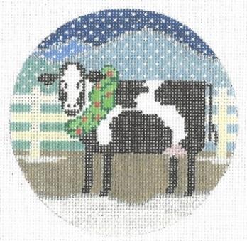 X-mas Cow w/ Wreath Round