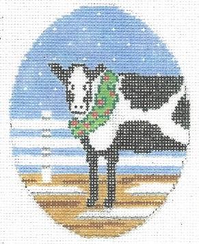 X-mas Cow w/ Wreath Oval