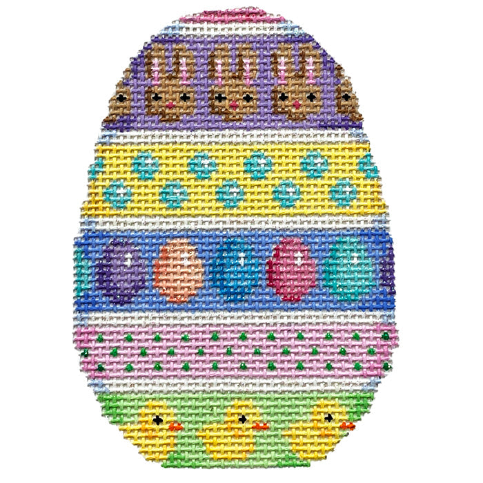 Bunnies/Eggs/Chicks Horizontal Striped Egg