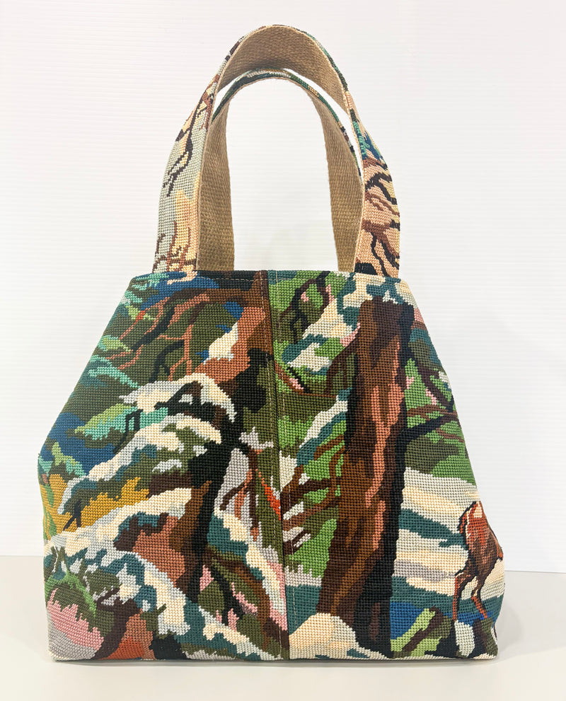 Snow Deer Tote - Bespoke Needlepoint Bag Collection