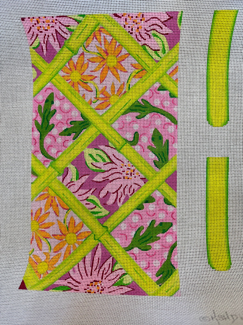 Pink Floral Trellis clutch with gussets