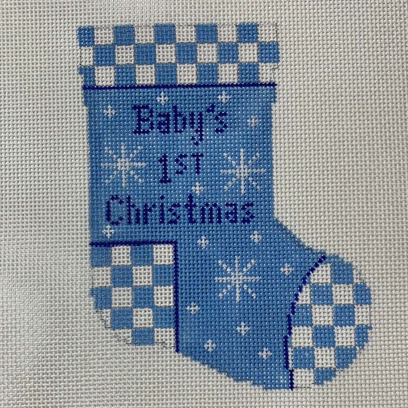 Mini Stocking - Baby’s First Christmas (Blue)