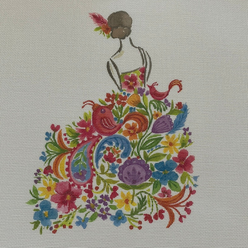 Lady with Pink Flowers - Large