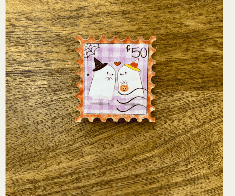 Halloween BFFs Stamp Needleminder - Ghosts on Purple Gingham