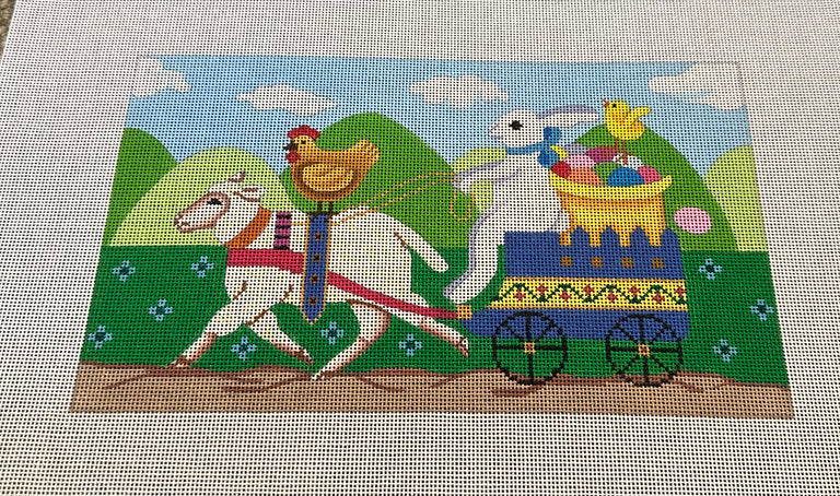 Lamb Pulling Cart w/Easter Bunny