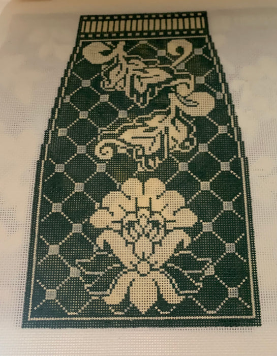 Karen's Damask Tote - Royal Green & Ivory (4 pieces)