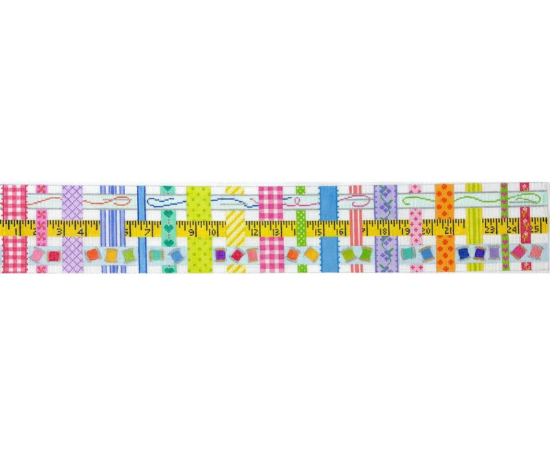 Sewing Basket – Woven Ribbons w/ a Sewing/Needlepoint Theme (Comes with Embellishments)