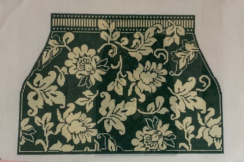 Karen's Damask Tote - Royal Green & Ivory (4 pieces)