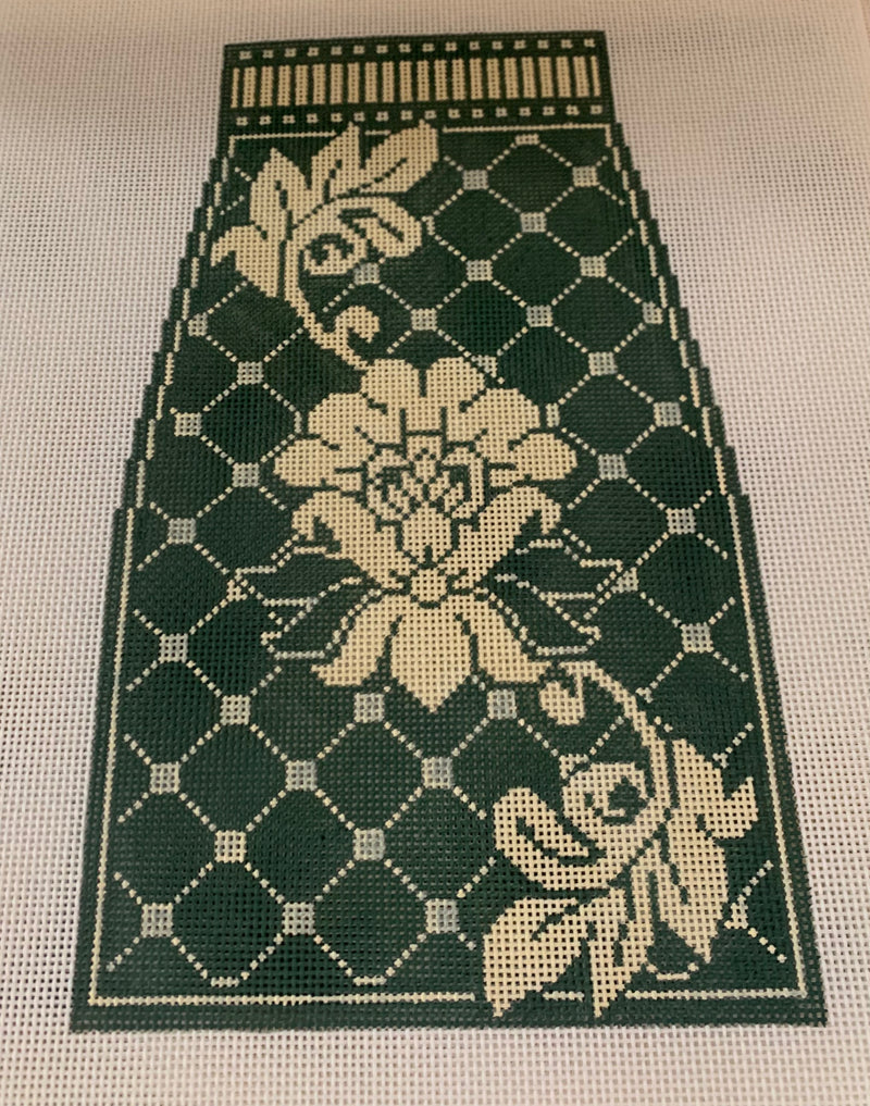 Karen's Damask Tote - Royal Green & Ivory (4 pieces)