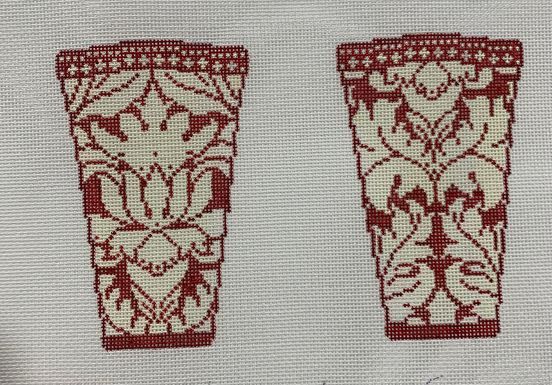 Royal Damask Scissor Case - Red & Ivory