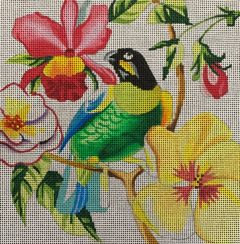 Floral w/ Green Bird