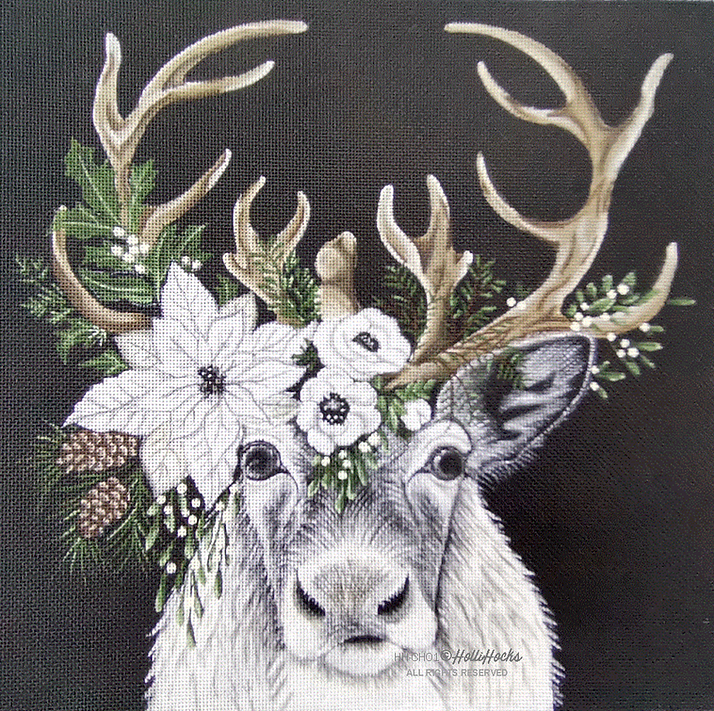 Christmas: Snow the Reindeer (black canvas)