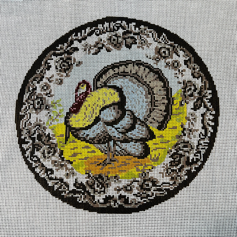 Kate Woodward ·  Transferware Turkey Pillow