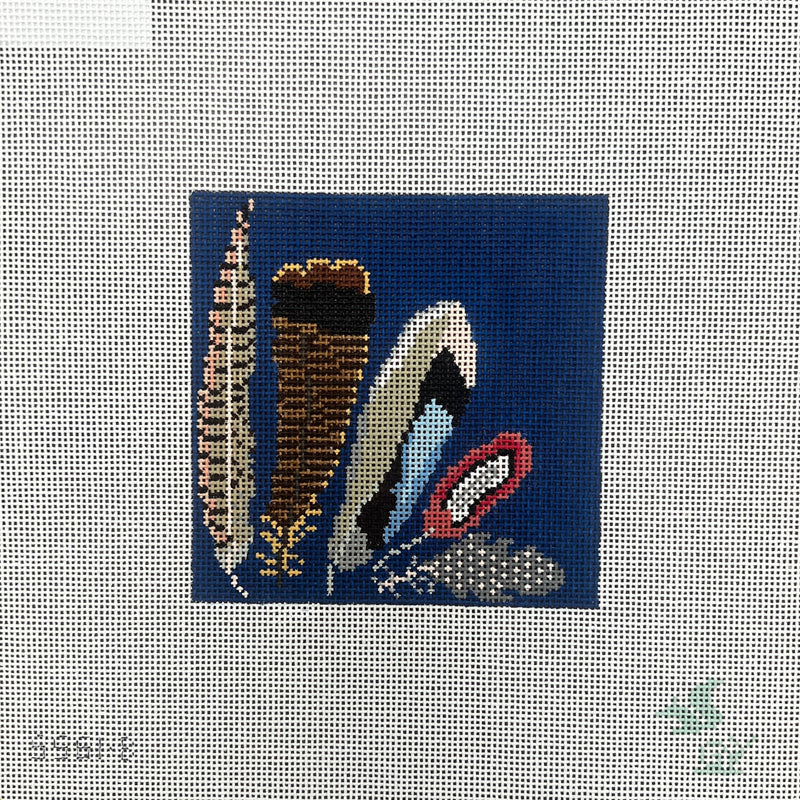 The Squirrel & The Snail ·  Game Bird Feather Coaster-Blue