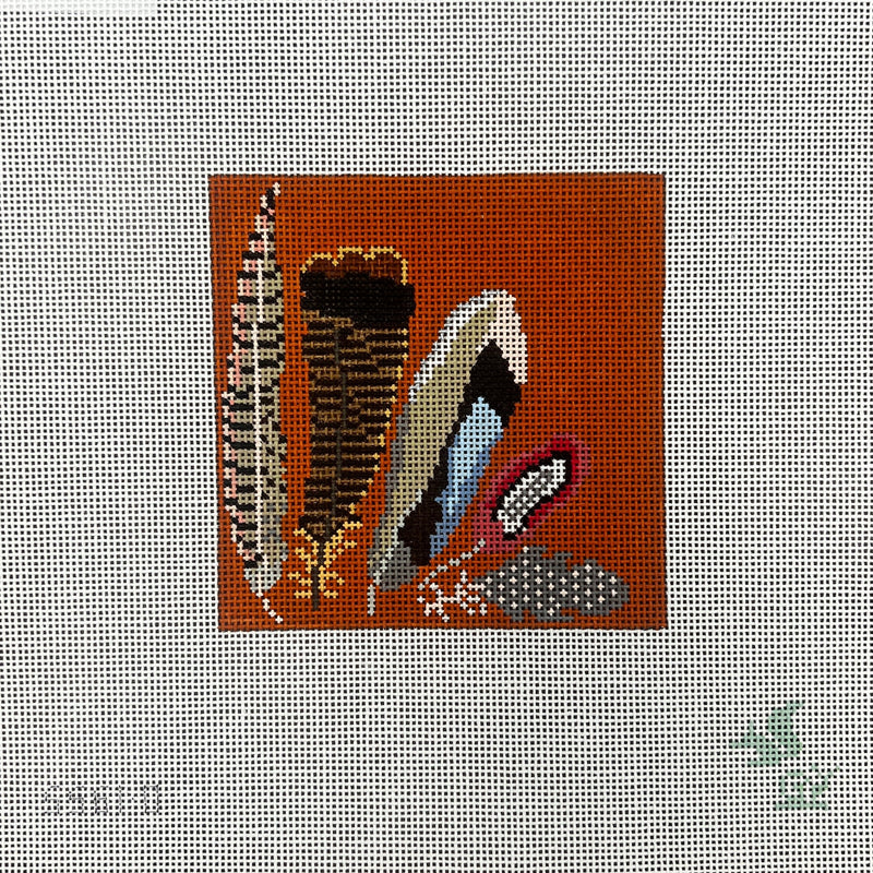 The Squirrel & The Snail ·  Game Bird Feather Coaster-Orange