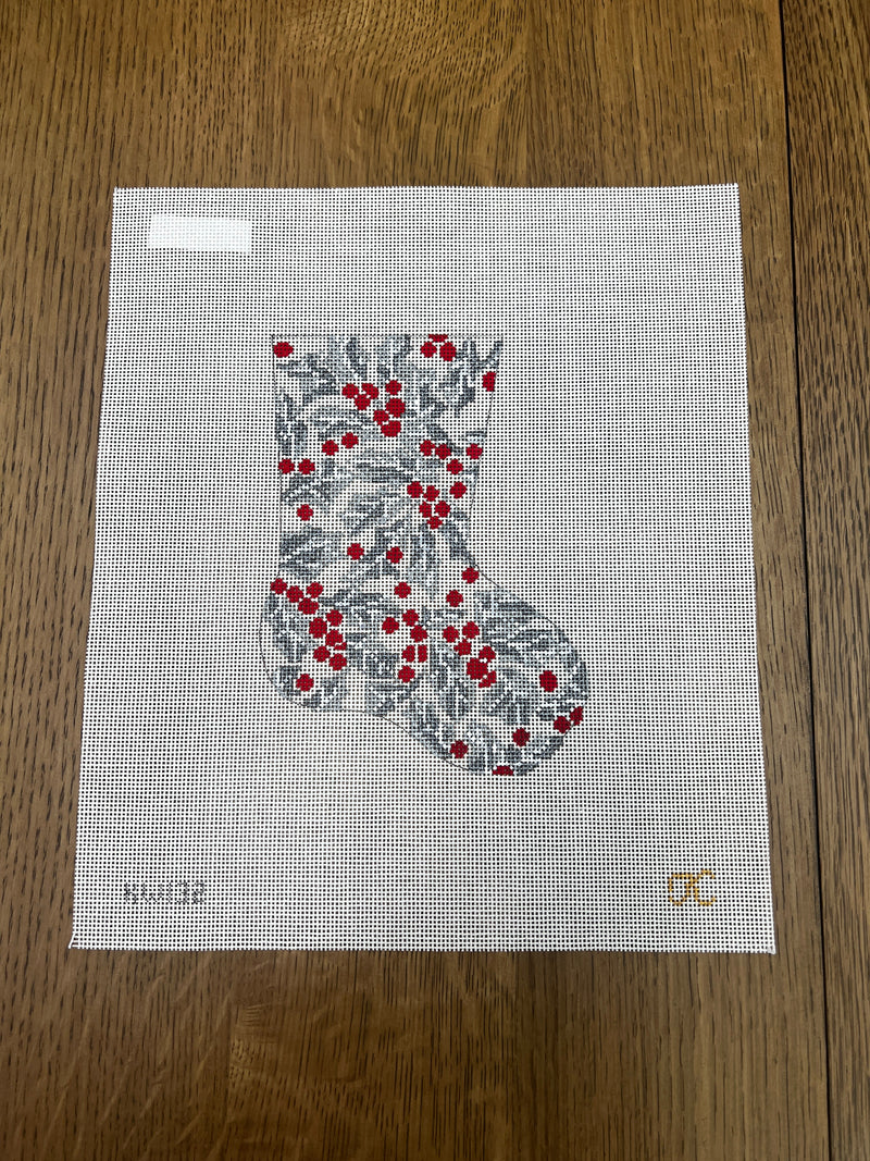 Kate Woodward ·  Silver Holly Mini Stocking