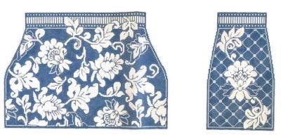 Karen's Damask Tote - Wedgewood & White (4 pieces)