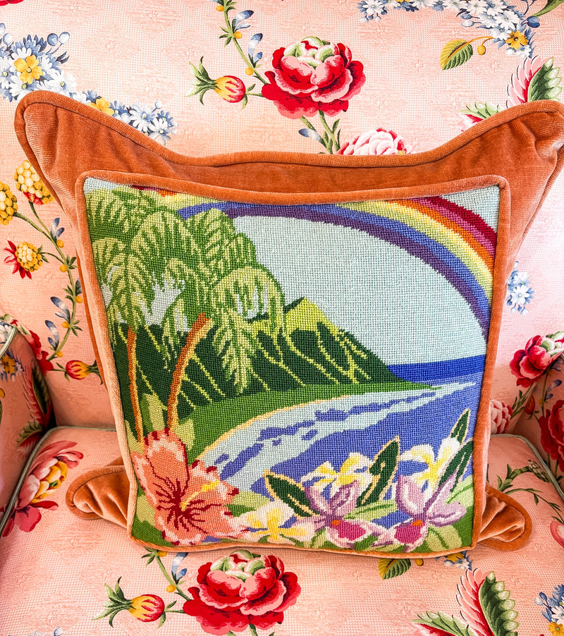 Island Scene Finished Pillow