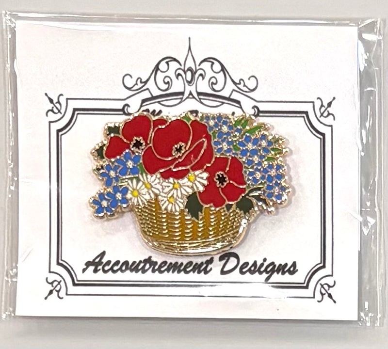 Red, White, Blue Flower Basket Needleminder