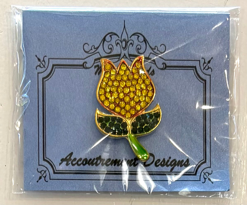 Yellow Tulip with Rhinestones Needleminder