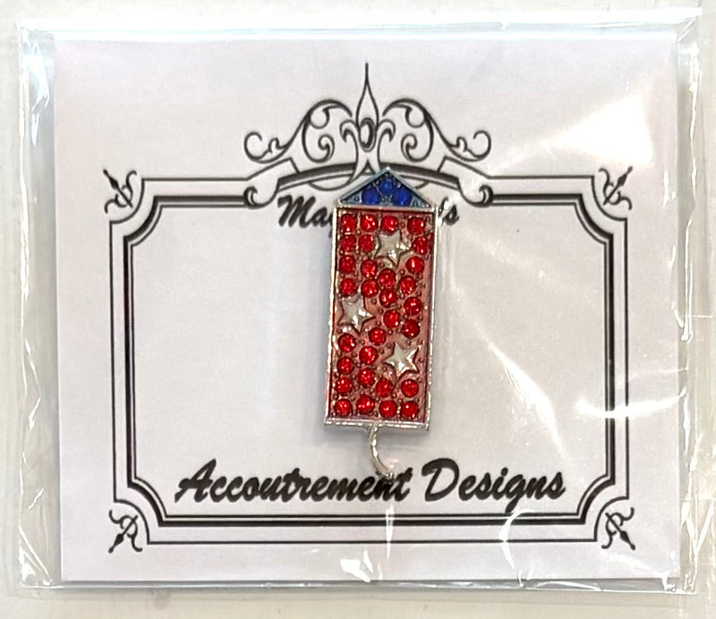 Fireworks / Firecracker with Rhinestones Needleminder (Red, White, & Blue)
