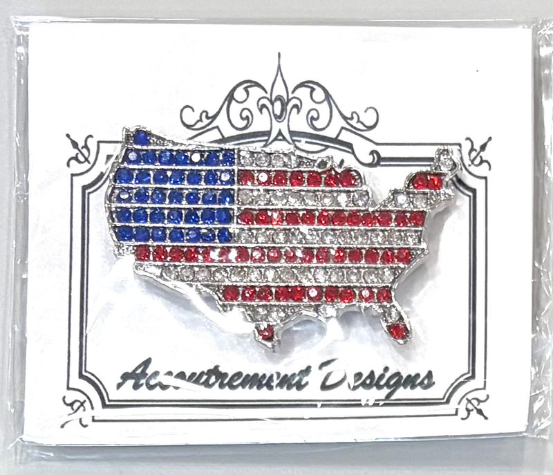 Continental USA Flag with Rhinestones Needleminder (Red, White, & Blue)