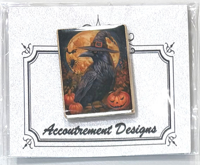 Raven with Jack-o-lantern and Moon Needleminder