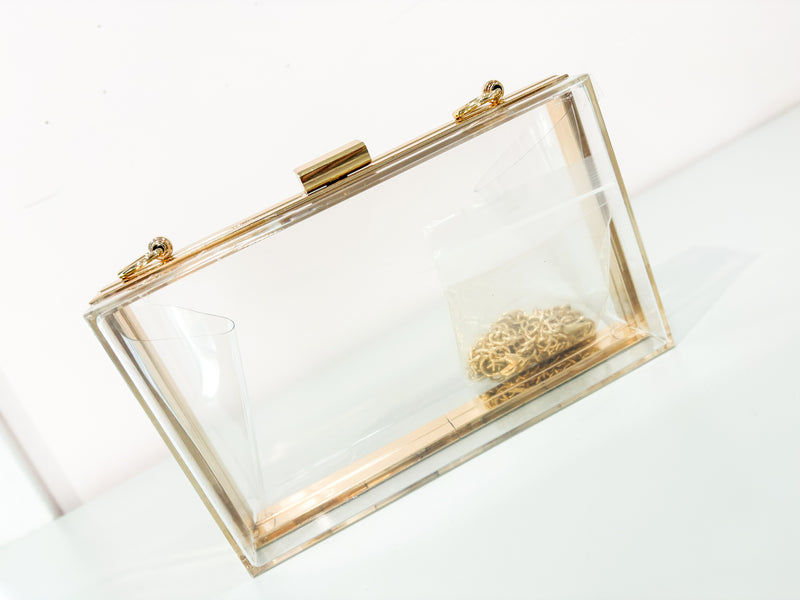 Clear Acrylic Clutch with Gold Chain