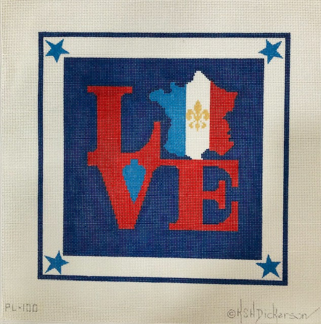Robt. Indiana Style LOVE w/ French Flag Map