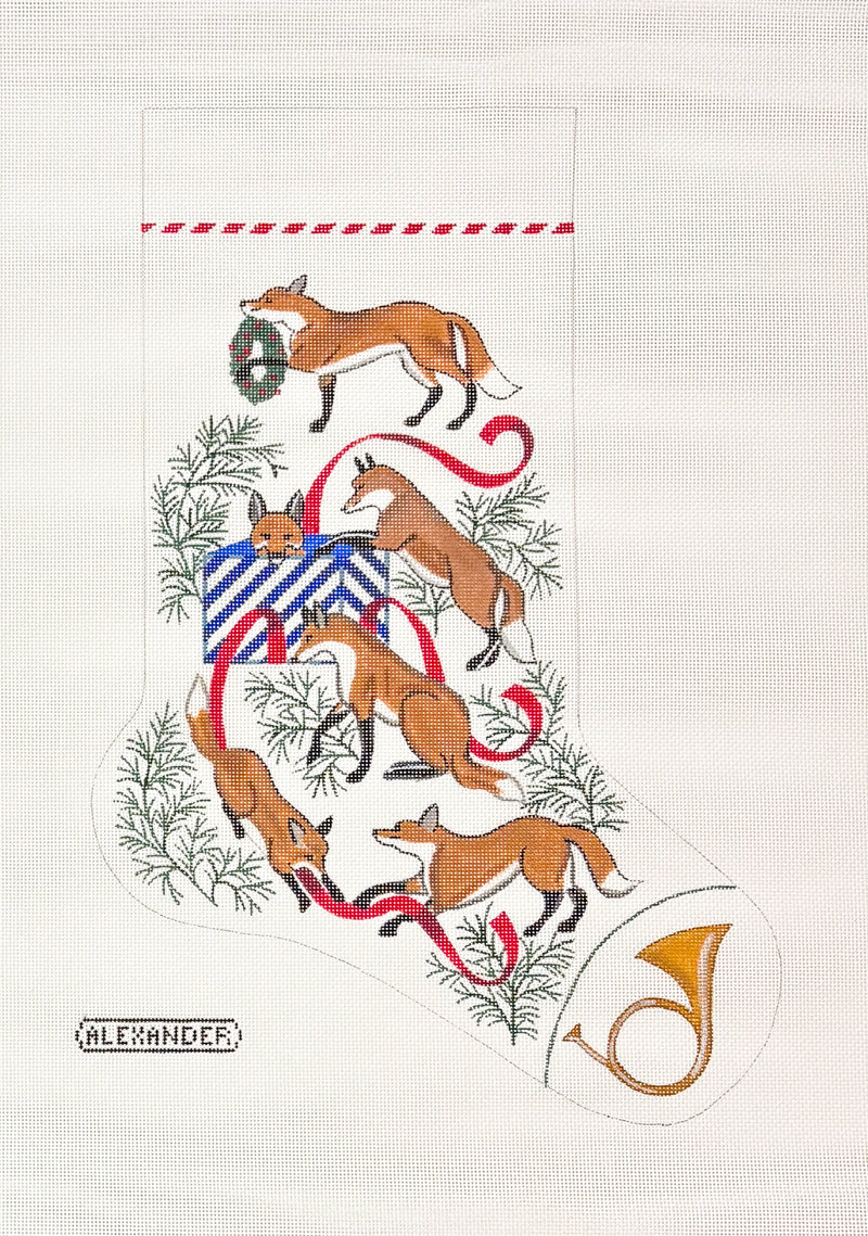 Christmas Stocking Playing Foxes