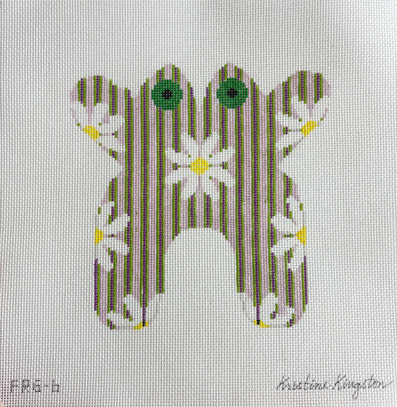 Frog - Daisy on Lavender Green Purple Stripes