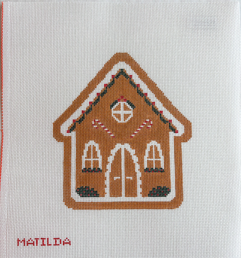 WS Gingerbread House with Holly - Needlepoint Village