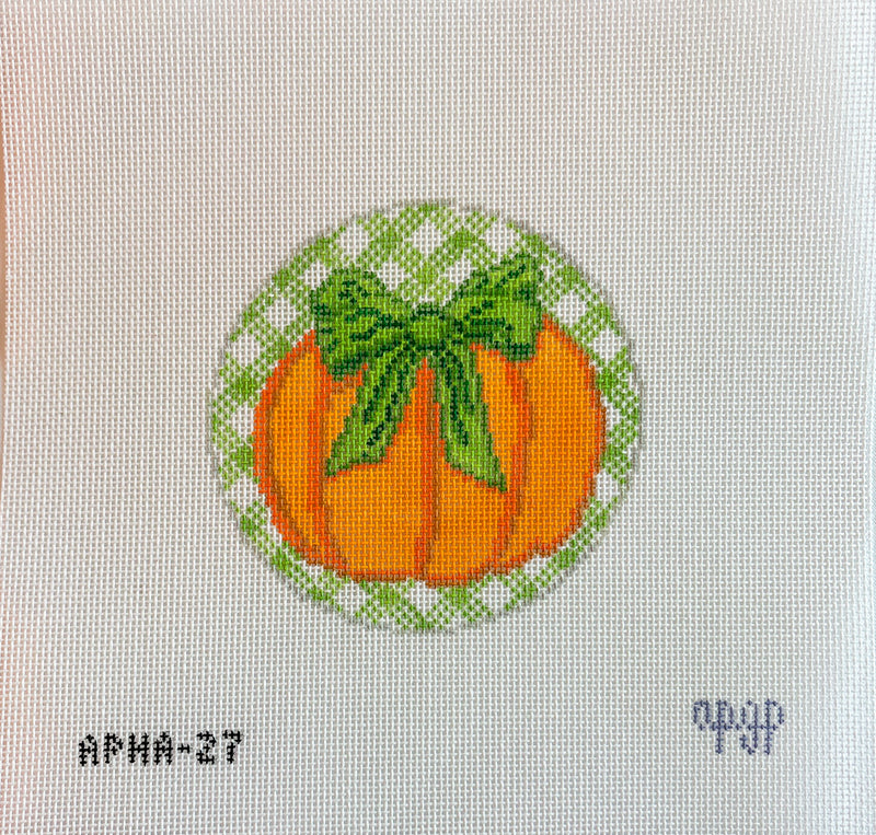 Gingham Pumpkin Round - Green