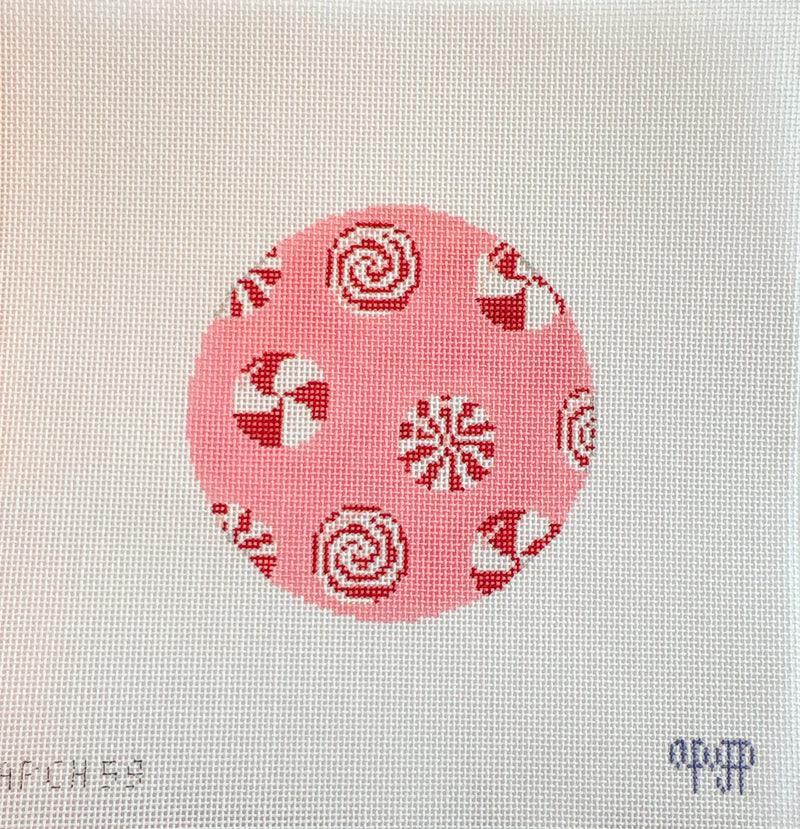 Peppermints on Pink Round