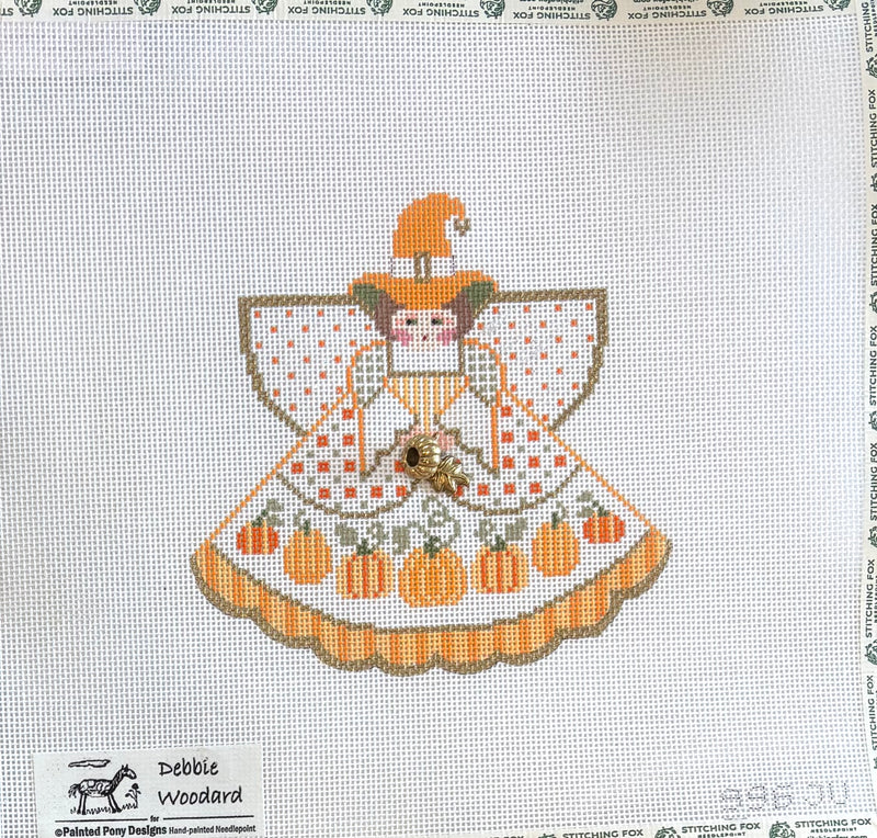 Angel with charms: Pumpkin Witch (white)