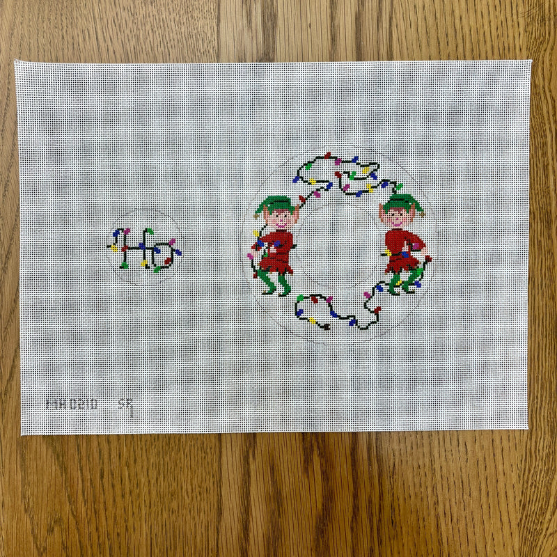 Elves and Lights, Circular Dangler Ornament (18m)