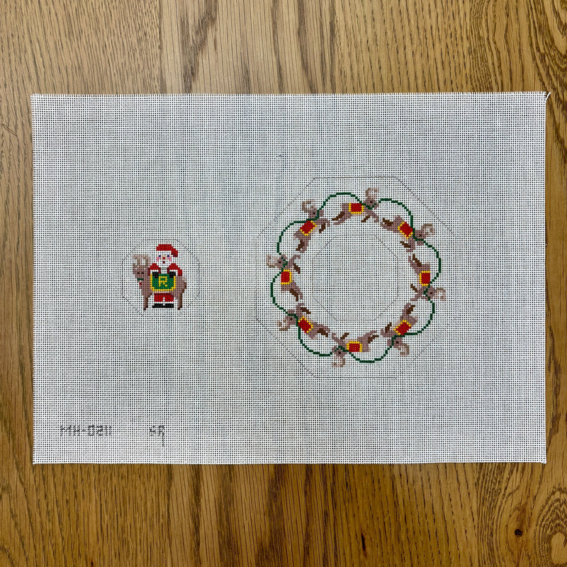 Santa and Reindeer, Octagon Dangler Ornament (18m)