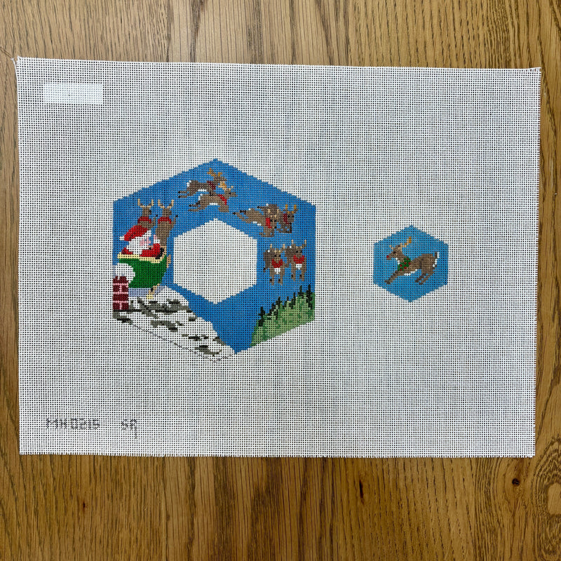 Rooftop Santa & Reindeer, dangler ornament  (18m)